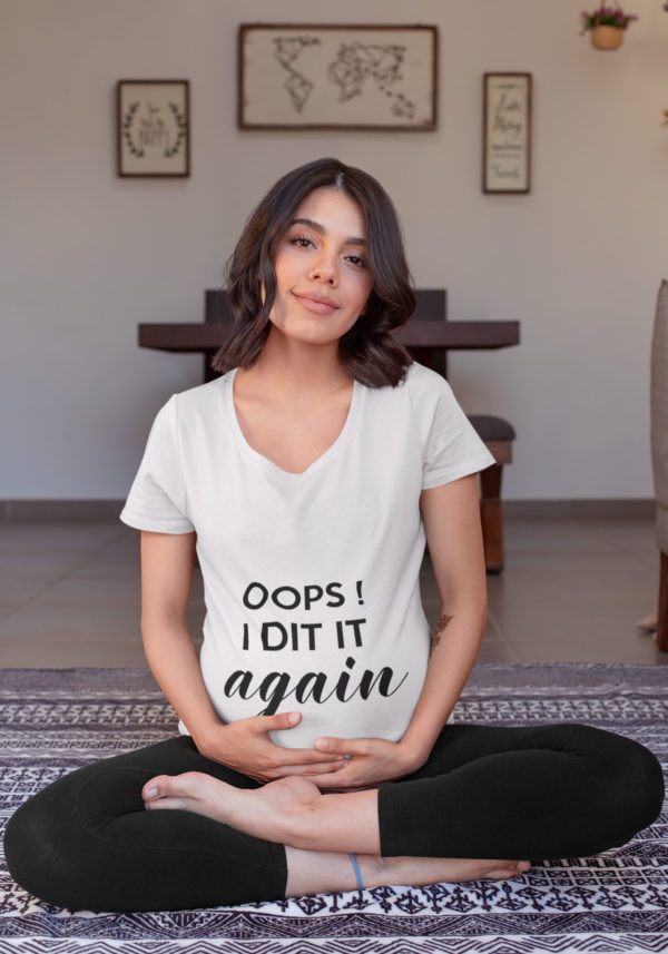Image de t-shirt blanc femme enceinte "Oops i did it again" - MCL Sérigraphie