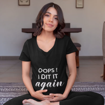 Image de t-shirt noir femme enceinte "Oops i did it again" - MCL Sérigraphie