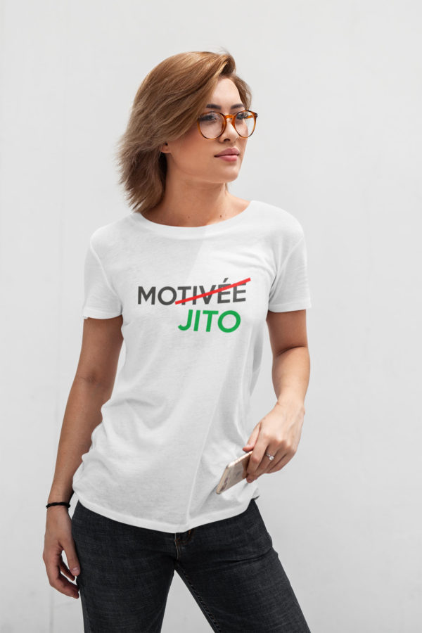 Image de t-shirt blanc femme "Motivée Mojito" - MCL Sérigraphie