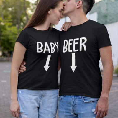 Duo t-shirts noir couple "Baby/Beer" l MCL Sérigraphie