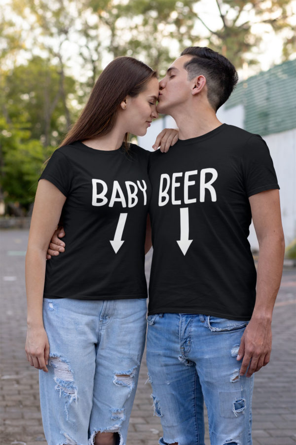 Duo t-shirts noir couple "Baby/Beer" l MCL Sérigraphie