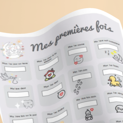 Image d'affiche étapes "Mes premières fois" pour bébé - MCL Sérigraphie