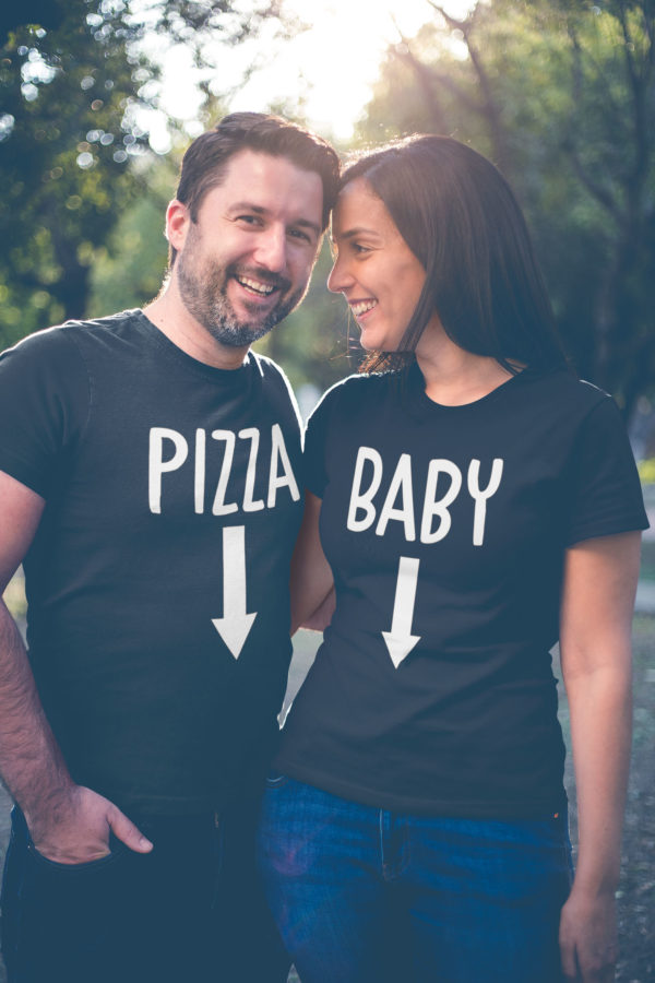 Image de duo de t-shirts noir - Baby/Pizza" - MCL Sérigraphie