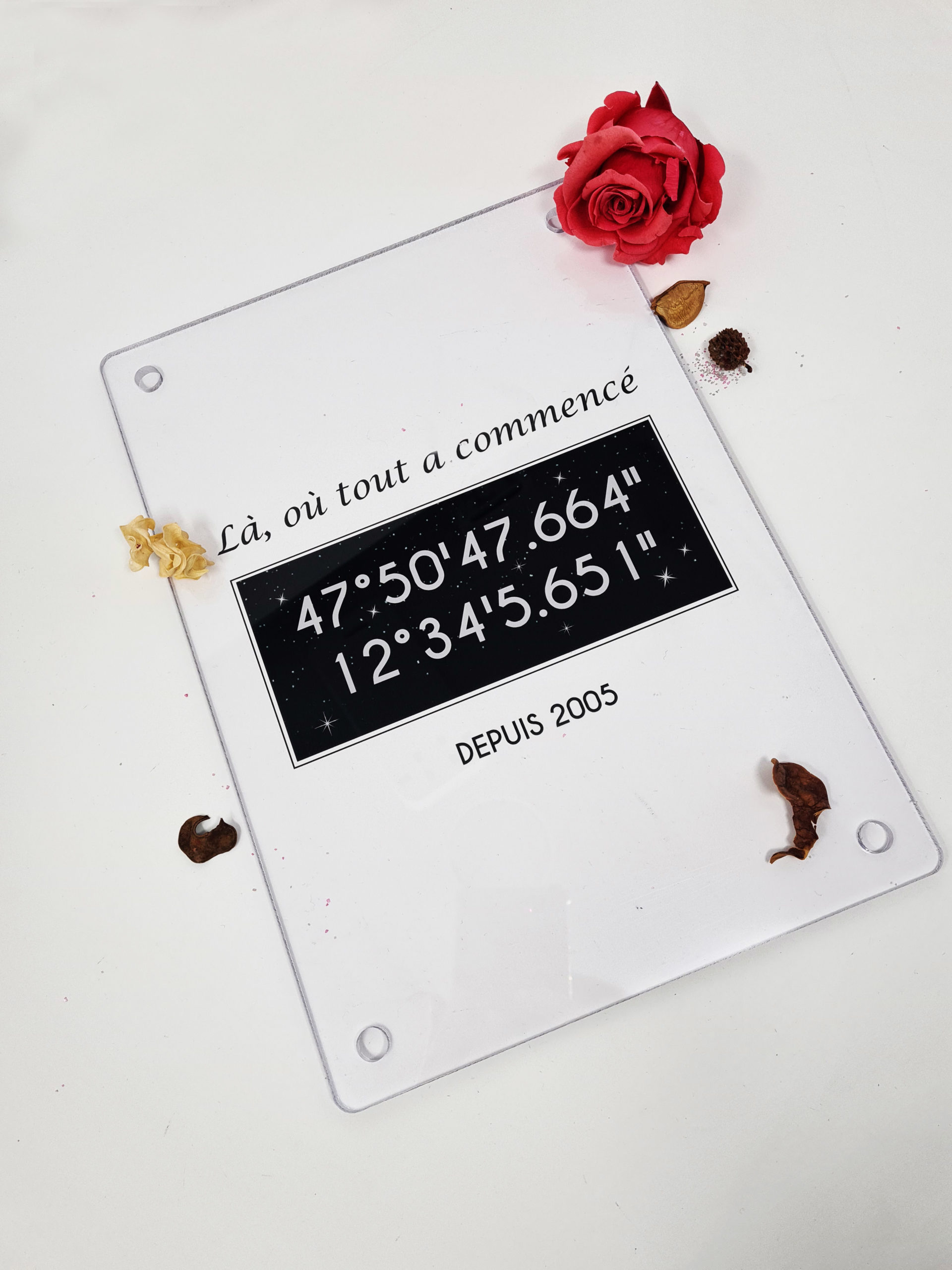 Plaque coordonnées GPS personnalisée - MCL Sérigraphie Plaque coordonnées GPS personnalisée - MCL Sérigraphie