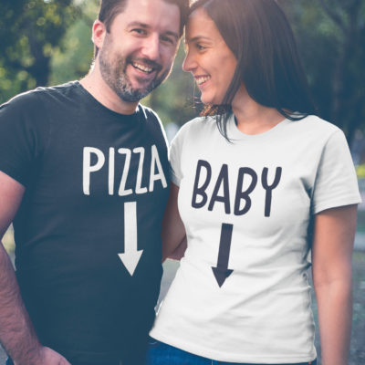 T-shirts duo t-shirt blanc femme tshirt femme noir - Baby/Pizza - MCL Sérigraphie