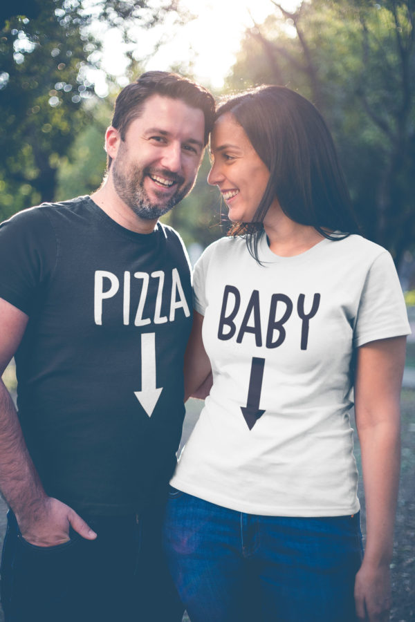 T-shirts duo t-shirt blanc femme tshirt femme noir - Baby/Pizza - MCL Sérigraphie