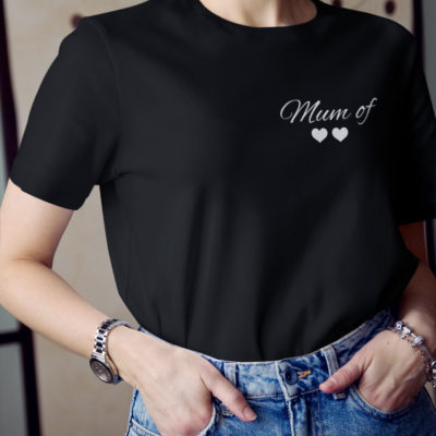 T-shirt noir - Mum of 2 - MCL Sérigraphie