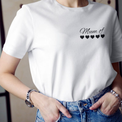T-shirt blanc - Mum of 5 - MCL Sérigraphie