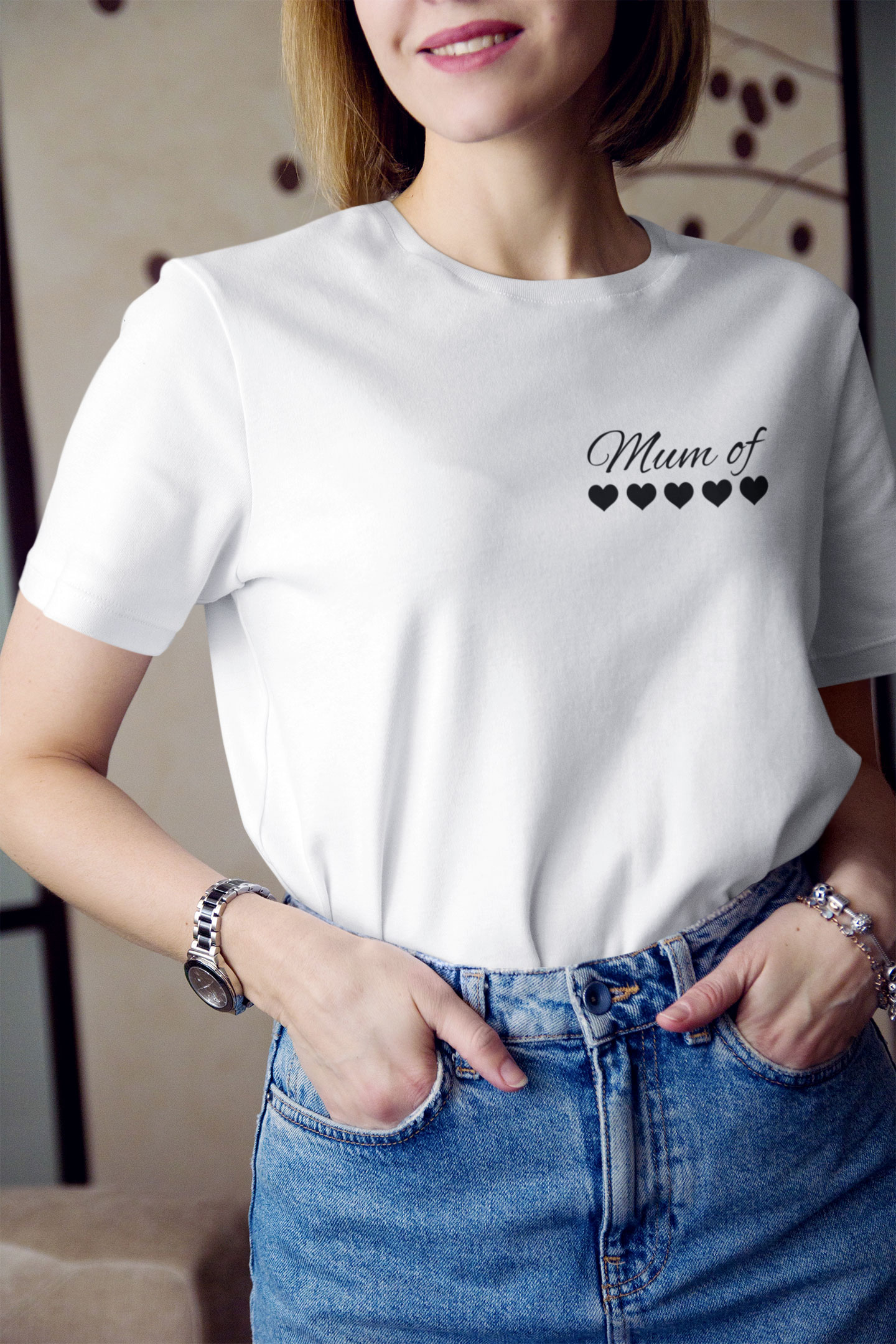 T-shirt blanc - Mum of 2 - MCL Sérigraphie T-shirt blanc - Mum of 5 - MCL Sérigraphie