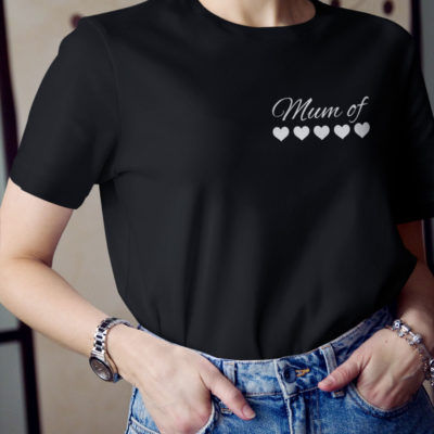 T-shirt noir - Mum of 5 - MCL Sérigraphie