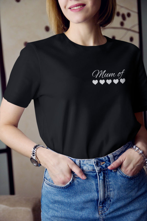 T-shirt noir - Mum of 5 - MCL Sérigraphie