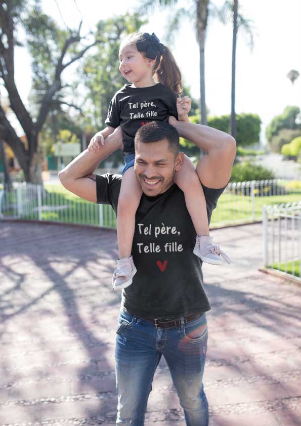 Image de t-shirt duo noir "Tel père telle fille"-MCL Sérigraphie