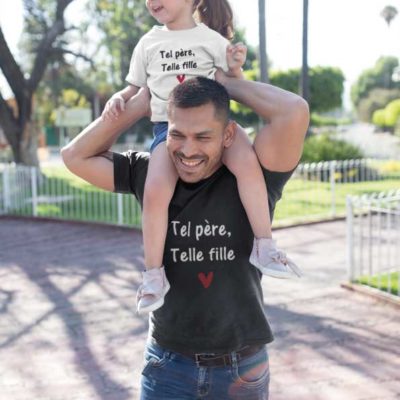 Image de t-shirt duo noir et blanc "Tel père telle fille"-MCL Sérigraphie