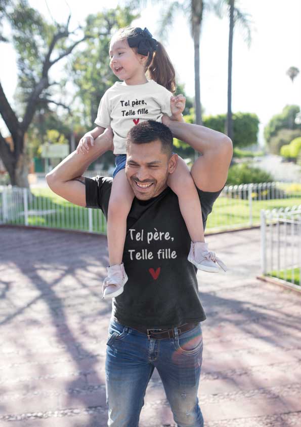 Image de t-shirt duo noir et blanc "Tel père telle fille"-MCL Sérigraphie