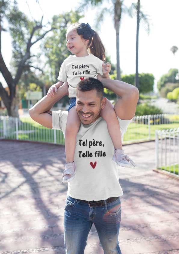 Image de t-shirt duo blanc "Tel père telle fille"-MCL Sérigraphie