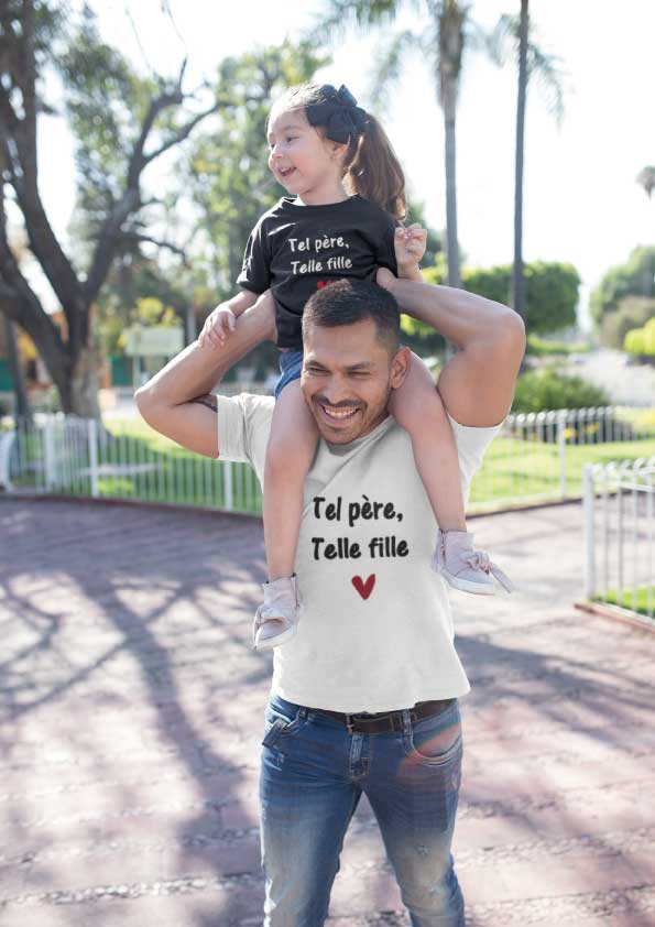 Image de t-shirt duo noir et blanc "Tel père telle fille"-MCL Sérigraphie