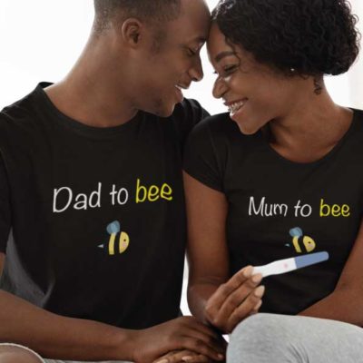 Image de t-shirts duo noir "Mum to bee/Dad to bee"-MCL Sérigraphie