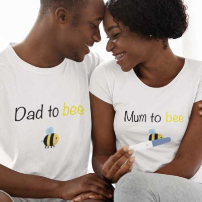 Image de t-shirts duo blanc "Mum to bee/Dad to bee"-MCL Sérigraphie