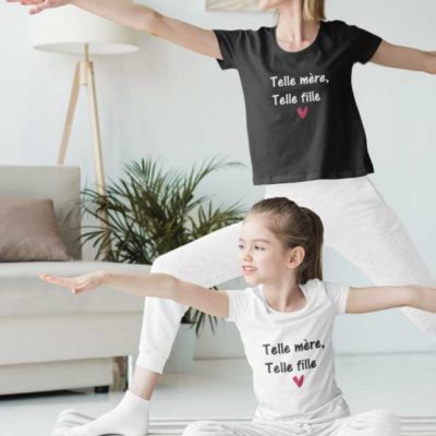 Image de t-shirt duo noir et blanc "Telle mère telle fille"-MCL Sérigraphie