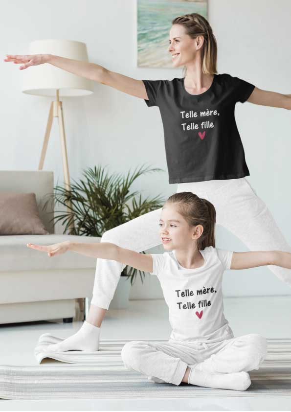 Image de t-shirt duo noir et blanc "Telle mère telle fille"-MCL Sérigraphie