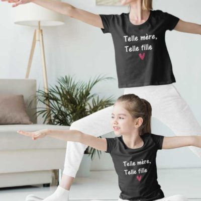 Image de t-shirt duo noir "Telle mère telle fille"-MCL Sérigraphie