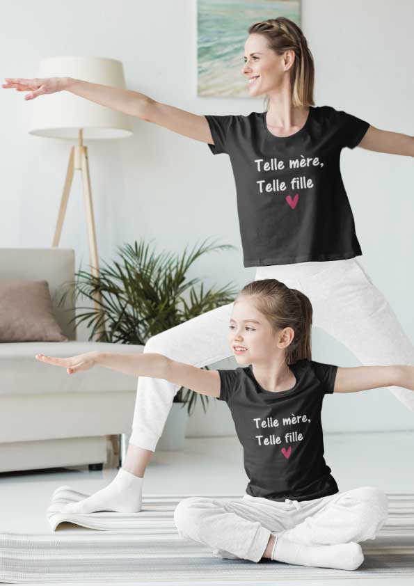 Image de t-shirt duo noir "Telle mère telle fille"-MCL Sérigraphie