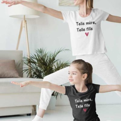 Image de t-shirt duo noir et blanc "Telle mère telle fille"-MCL Sérigraphie