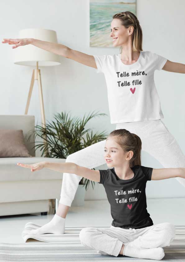 Image de t-shirt duo noir et blanc "Telle mère telle fille"-MCL Sérigraphie