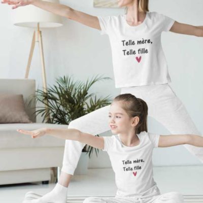 Image de t-shirt duo blanc "Telle mère telle fille"-MCL Sérigraphie