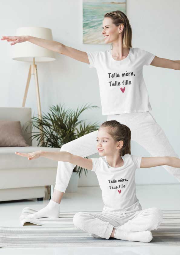 Image de t-shirt duo blanc "Telle mère telle fille"-MCL Sérigraphie