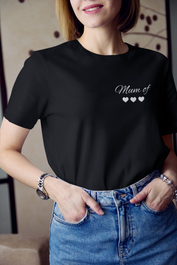 T-shirt noir - Mum of 3 - MCL Sérigraphie