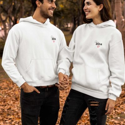 Sweat épais à capuche, cordons épais blancs, 400 g/m²