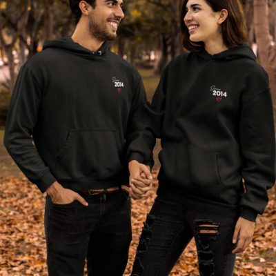 Sweat à capuche duo couple "Since 2014"-MCL Sérigraphie