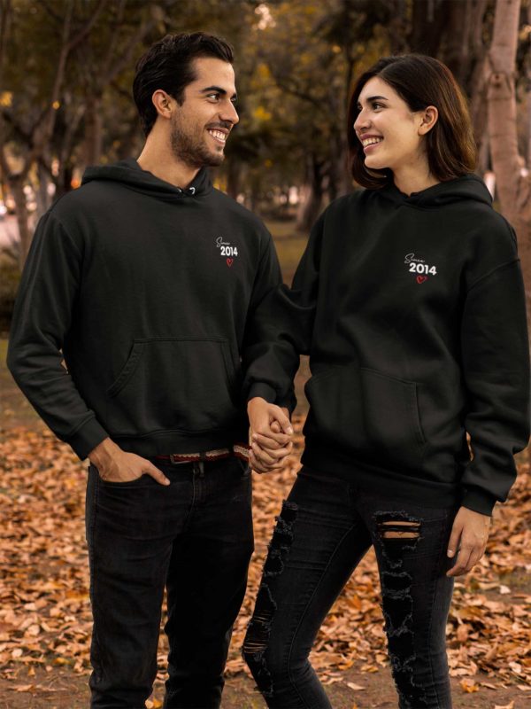 Sweat à capuche duo couple "Since 2014"-MCL Sérigraphie