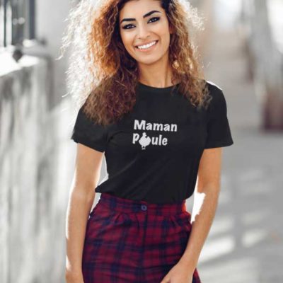 Image de t-shirt noir "Maman Poule"-MCL Sérigraphie