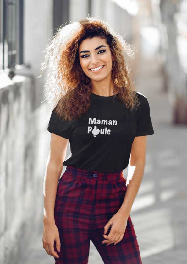 Image de t-shirt noir "Maman Poule"-MCL Sérigraphie