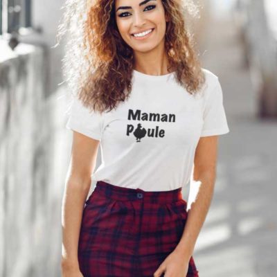 Image de t-shirt blanc "Maman Poule"-MCL Sérigraphie