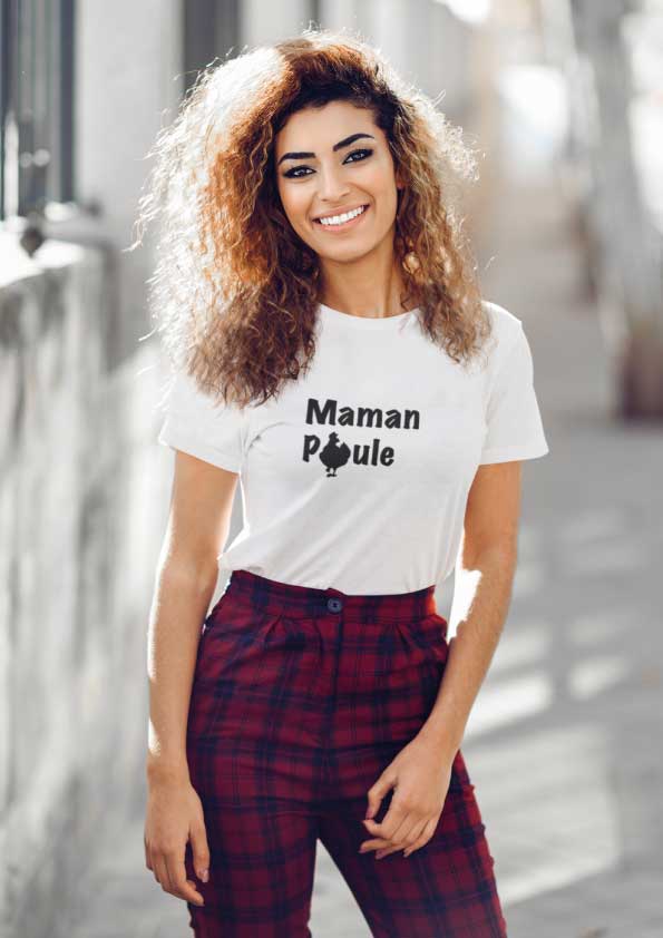 Image de t-shirt blanc "Maman Poule"-MCL Sérigraphie