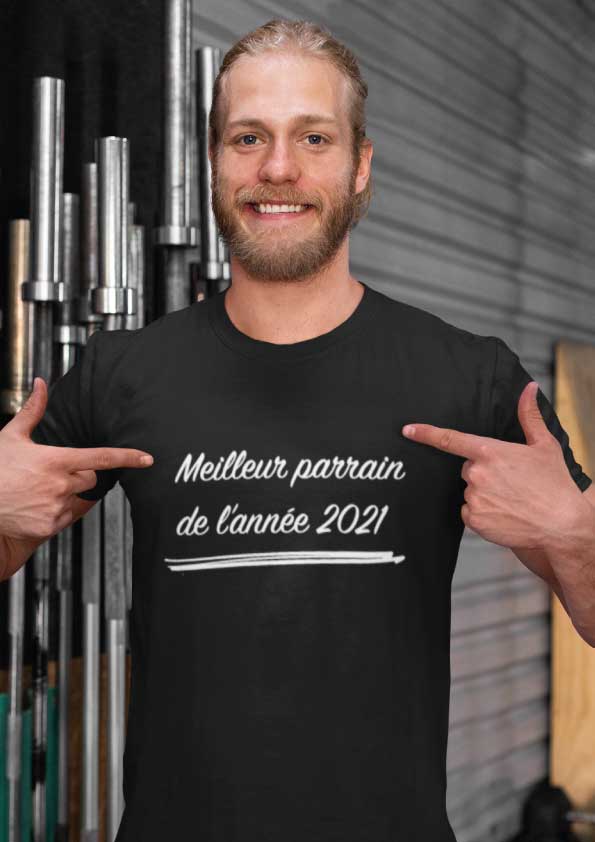 Image de t-shirt homme "Meilleur parrain de l'année 2021"-MCL Sérigraphie