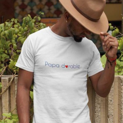 Image de t-shirt blanc "Papa dorable"-MCL Sérigraphie