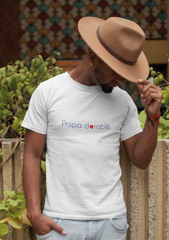 Image de t-shirt blanc "Papa dorable"-MCL Sérigraphie