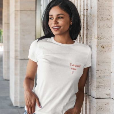 Image de t-shirt blanc "Extraordi-mère"-MCL Sérigraphie