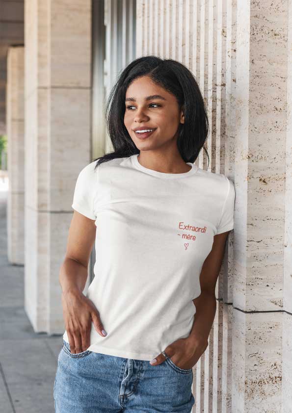 Image de t-shirt blanc "Extraordi-mère"-MCL Sérigraphie