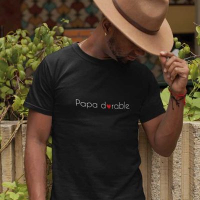 Image de t-shirt noir "Papa dorable"-MCL Sérigraphie