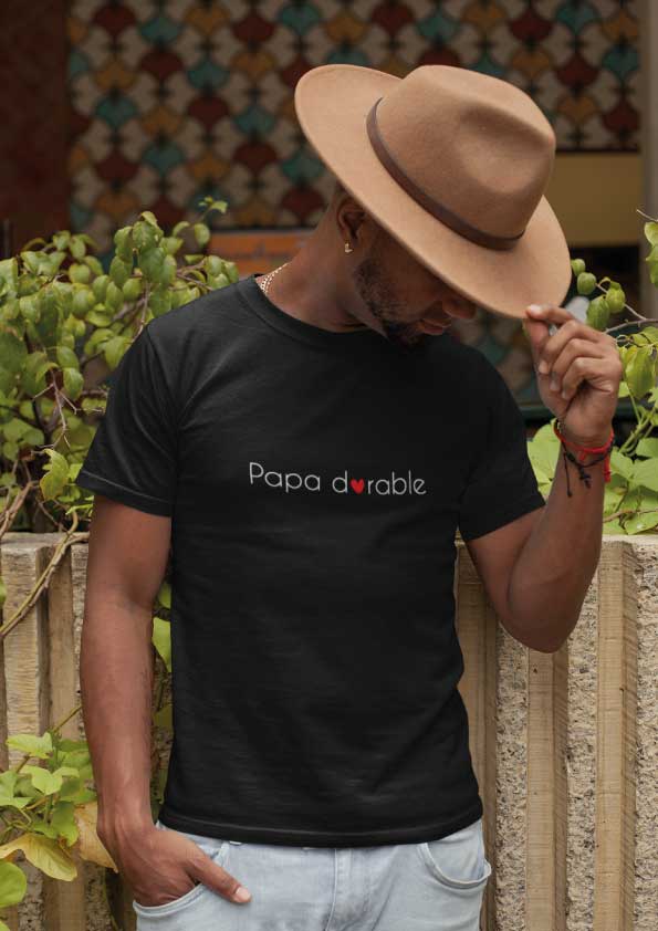 Image de t-shirt noir "Papa dorable"-MCL Sérigraphie