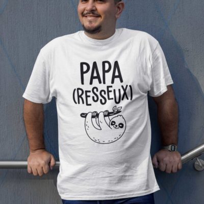 T-shirt blanc "Papa (resseux)" - MCL Sérigraphie