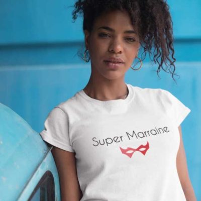 Image de t-shirt blanc femme "Super Marraine"-MCL Sérigraphie