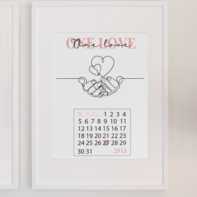 Image d'affiche One Love - Date de rencontre personnalisée - Saint Valentin - MCL Sérigraphie