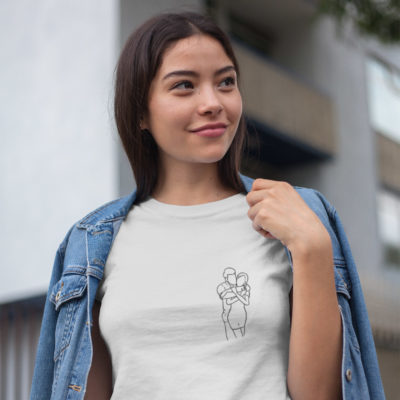 Image de t-shirt blanc femme dessin minimaliste trait couple - Personnalisé - MCL Sérigraphie