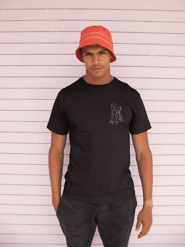 Image de t-shirt noir homme dessin minimaliste traits couple - Personnalisé - MCL Sérigraphie